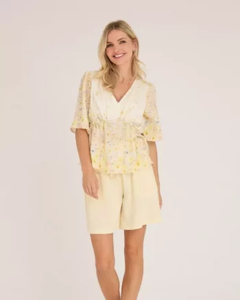 Aurora Blouse Pale Yellow - A-View