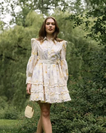 Sara Dress Beige Print - Secrets By B