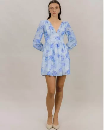 Sasha Dress Blue Flower Aop - Urban Pioneers