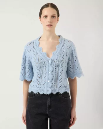 Yasvienna SS Knit Cardigan Skyway - YAS