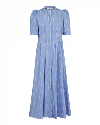 Teran Stripe Pleat Dress Pale Blue - Co´couture