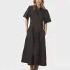 Baia Poplin Dress Chocolate Brown - Neo Noir
