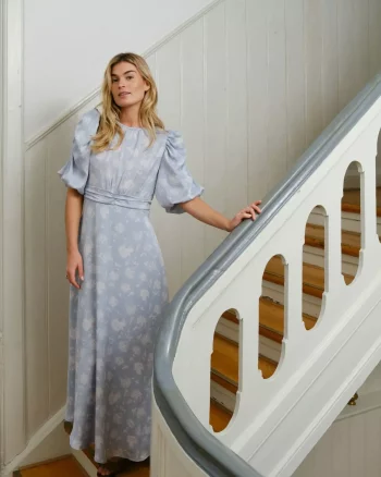 Kikka Faded Flower Dress Light Blue - Neo Noir