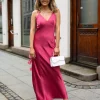 Colly Heavy Sateen Dress Cherry Pink - Neo Noir