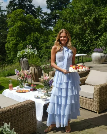 Marli Solid Chiffon Dress Light Blue - Neo Noir