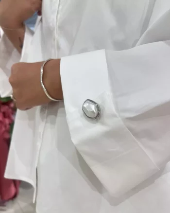 Button Cover Peal Stone Silver - Sticky Bestie