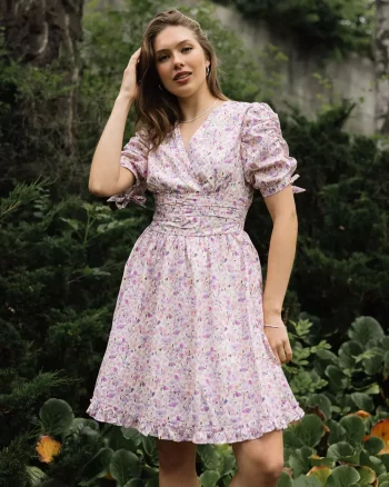 Aurelie Dress Pink Print - Secrets By B