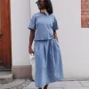 Lova Anya Pleat Skirt Denim Blue - Co´couture