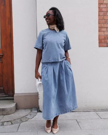 Lova Anya Pleat Skirt Denim Blue - Co´couture