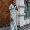 Celesse Print Chiffon Dress Light Green - Neo Noir