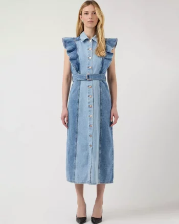 Yascawi Denim Long Dress Medium Blue - Yas