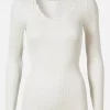 Babette Silk U-Neck Lace T-shirt White - Rosemude