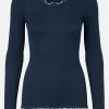 Babette Silk Lace T-shirt Navy - Rosemunde