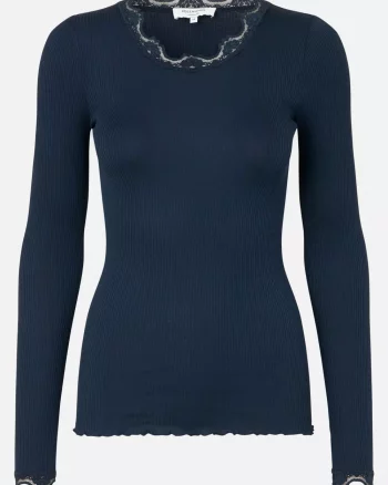 Babette Silk Lace T-shirt Navy - Rosemunde