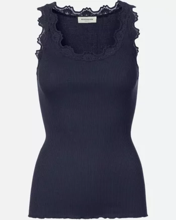 Babette Silk U- Neck Lace Top Navy - Rosemunde