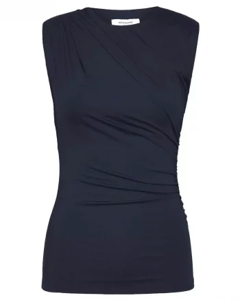 Billie Sl Drape Top Black - Rosemunde