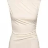 Billie Sl Drape Top White - Rosemunde