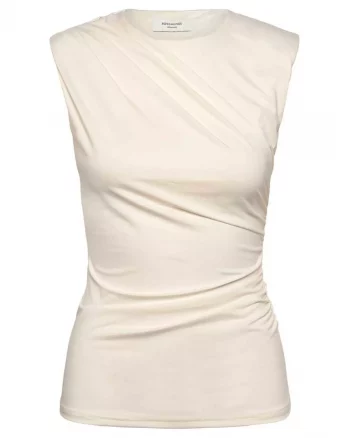 Billie Sl Drape Top White - Rosemunde
