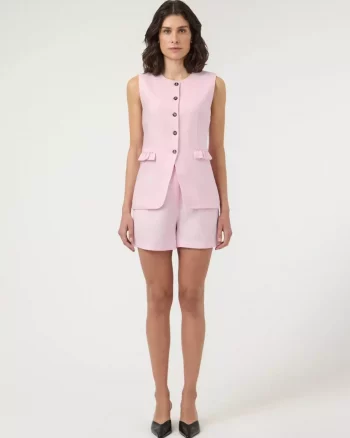 Yasagana HW Linen Blend Mini Shorts Pink Lady - Yas