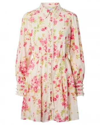 Yassomelli LS Shirt Dress Birch/Red Flower - Yas