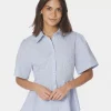 Janelle Stripe Shirt Blue/Brown - Neo Noir