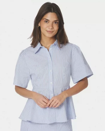 Janelle Stripe Shirt Blue/Brown - Neo Noir
