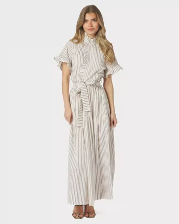 Nellie Wide Stripe Dress Ivory - Neo Noir