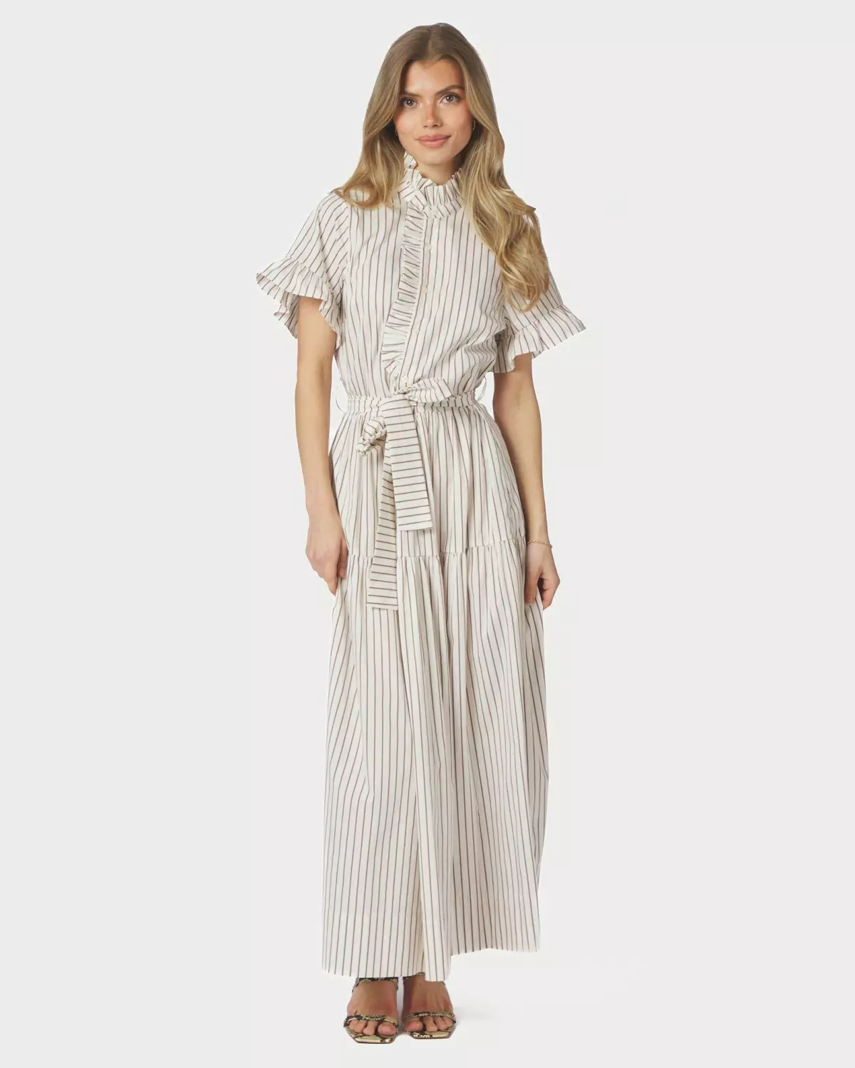 Nellie Wide Stripe Dress Ivory - Neo Noir