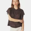 Vinsa S Voile Top Dark Brown - Neo Noir