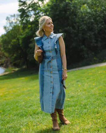Yascawi Denim Long Dress Medium Blue - Yas