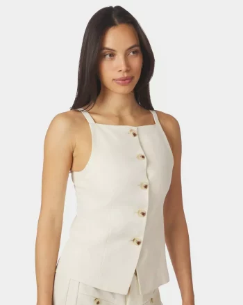 Kylie Structure Waistcoat Off White - Neo Noir