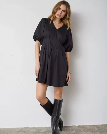 Poppy Pleat Crop Dress Black - Co ´Couture