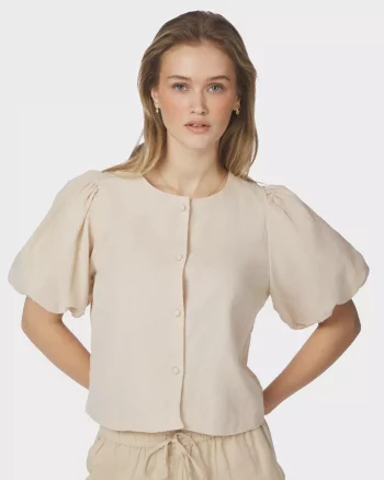 Moisa Linen Blouse Sand - Neo Noir