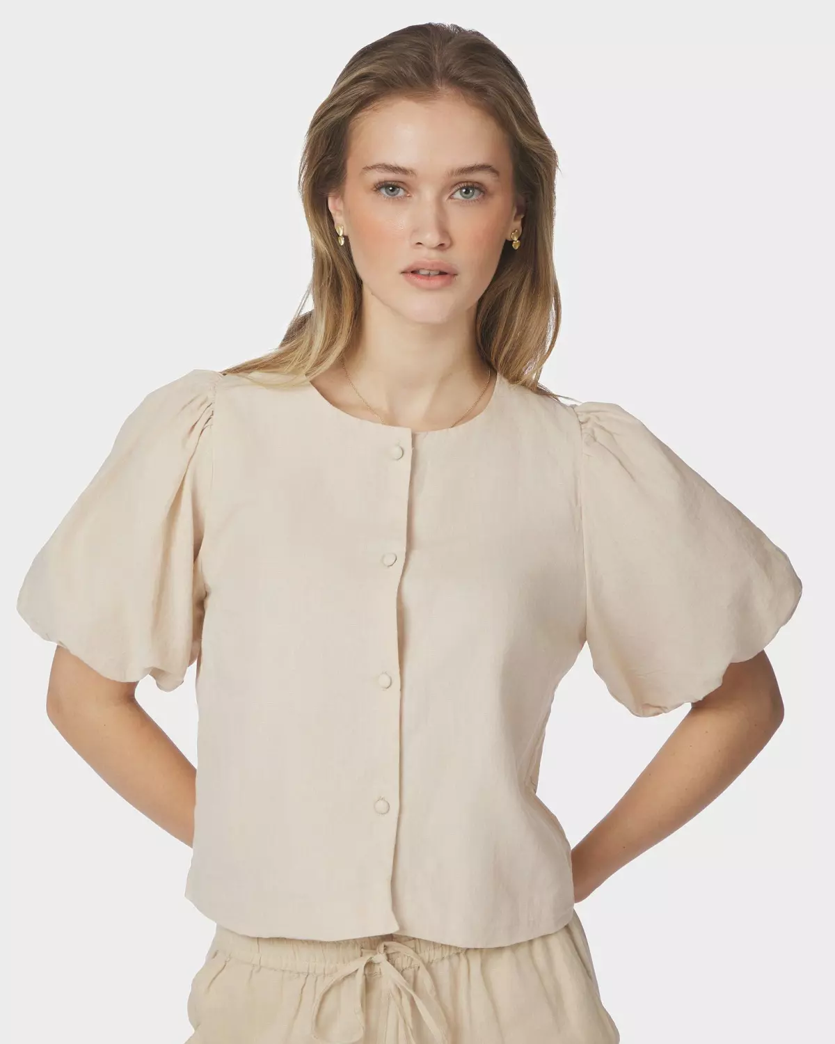 Moisa Linen Blouse Sand - Neo Noir