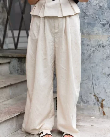 Riava MW Pants Light Sand Melange - Gestuz
