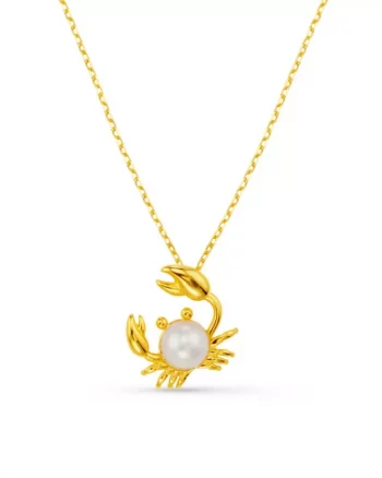 Pearl Crab Charm Necklace Gold - Orelia