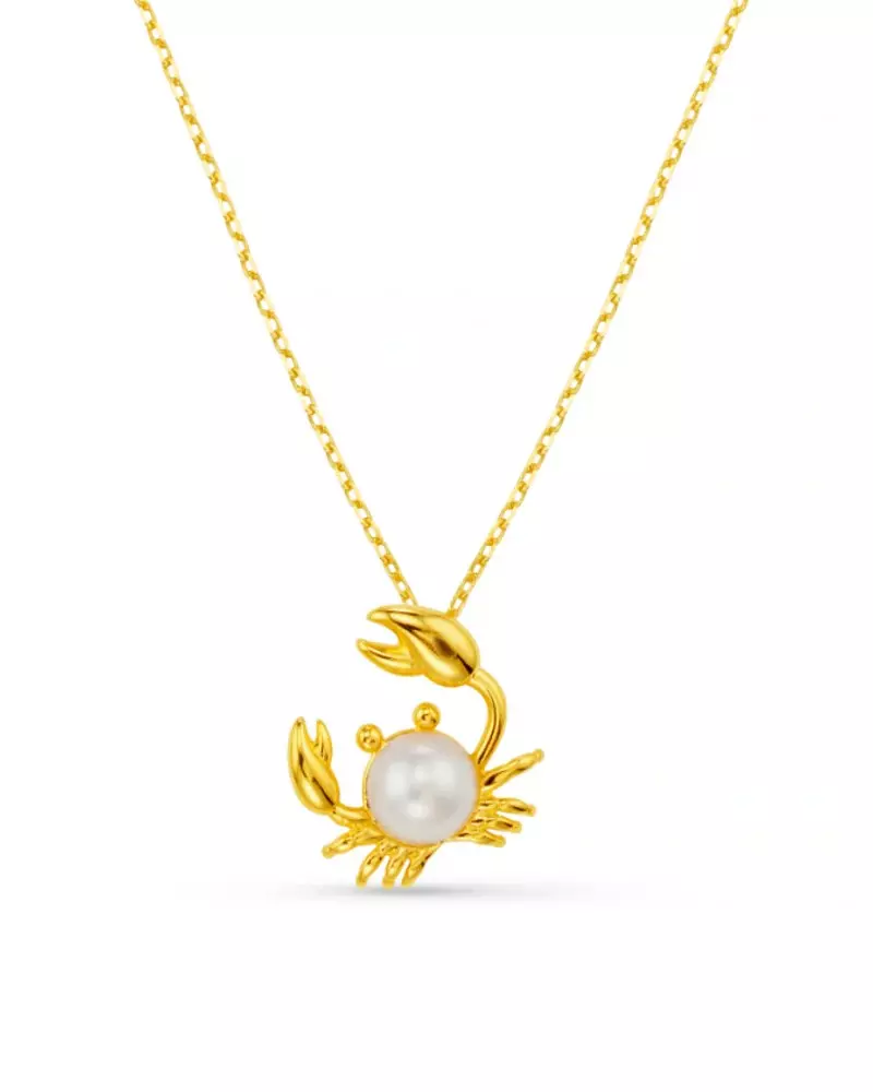 Pearl Crab Charm Necklace Gold - Orelia