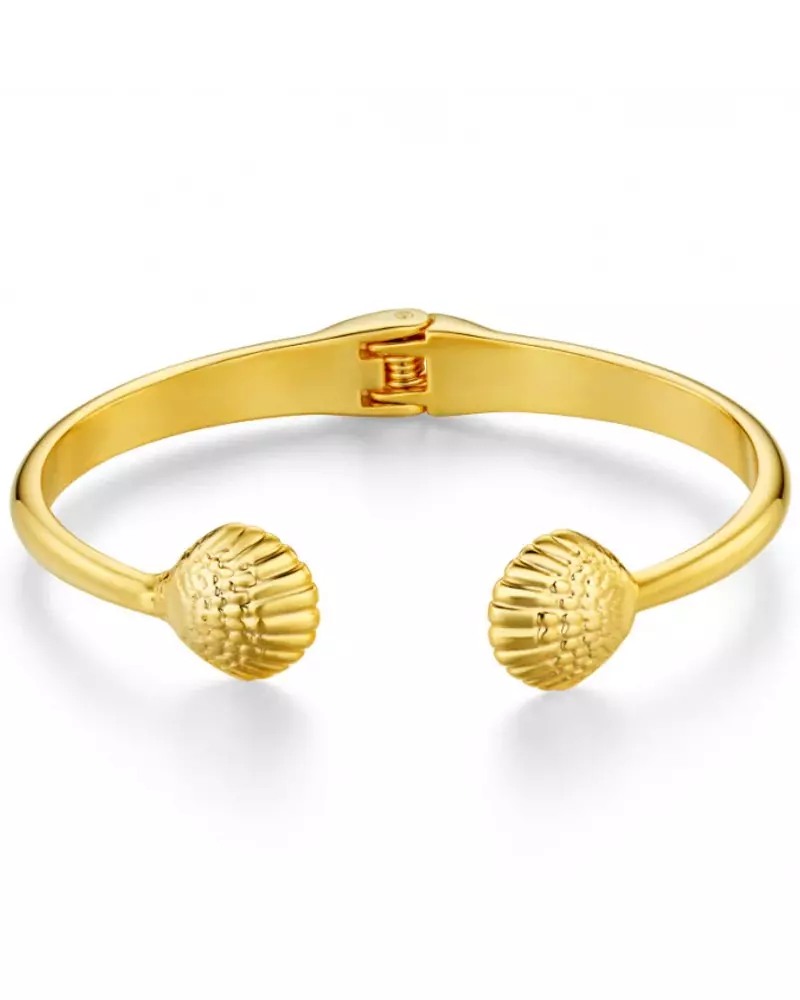 Metal Shell Open Hinged Bangle Gold - Orelia