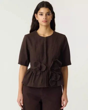 Yaselsie SS Denim Top Coffee Bean - Yas