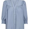Callum Lace Puff V-Shirt Pale Blue - Co’Couture