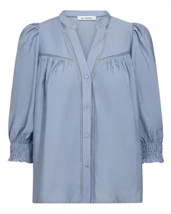 Callum Lace Puff V-Shirt Pale Blue - Co’Couture