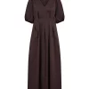 Poppy Pleat Dress Dark Brown - Co´couture