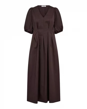 Poppy Pleat Dress Dark Brown - Co´couture