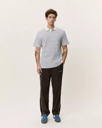 Knitted Stripe Polo Eggnog White - Les Deux