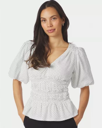 Sapura Mini Dot Blouse White - Neo Noir