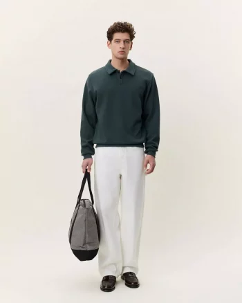 Pique Polo Sweatshirt Pine Green - Les Deux