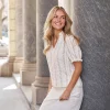 Odesa Floral Stripe Blouse Creme - Neo Noir