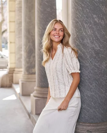 Odesa Floral Stripe Blouse Creme - Neo Noir