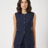 Yasagana Linen Blend Waiscoat Navy - YAS