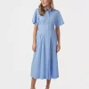 Baia Stripe Poplin Dress Light Blue - Neo Noir